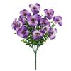 Plastic Artificial Pansy Flowers 7 Fork Reusable Fake Flowers Eucalyptus Leaves Tricolor Violet Faux Pansy Flowers Wedding Party