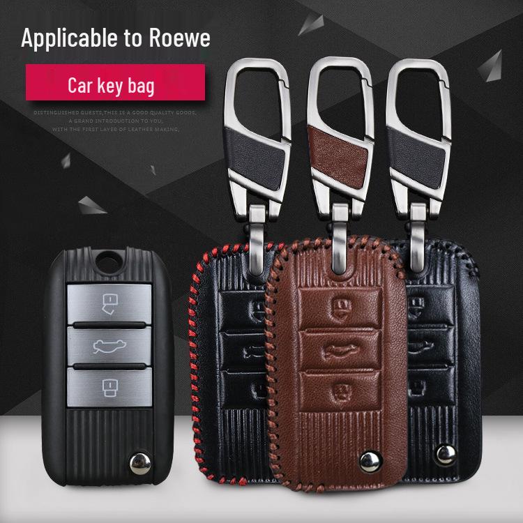 

Roewe Key Case for RX5 Max, RX3, 350, 360, 550, RX8, i5, i6 Plus - Car Shell Bag with Buckle Folding 3-button Red Line (Leather Buckle)