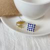 Camellia Temperament No Ear Pierced Ear Clips Pearl Flower Checkerboard Diamond Triangular Ear Clips Niche Earrings Women