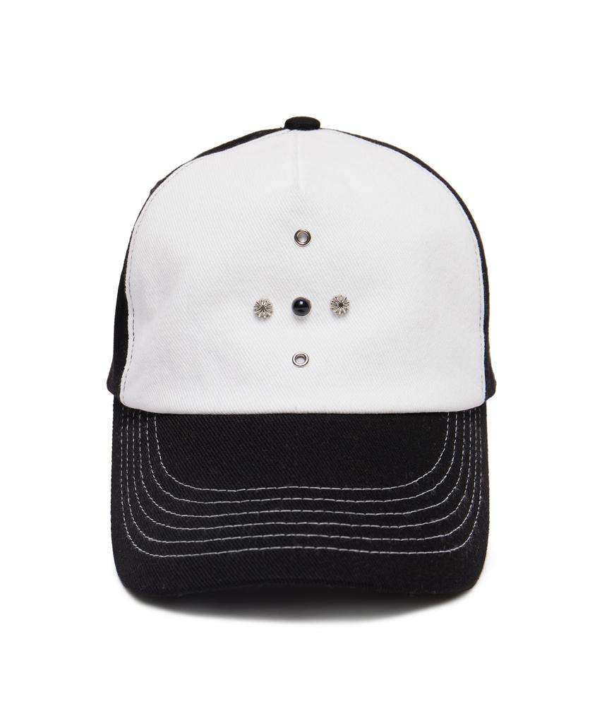 Aleseueseussi Western Rivet Ball Cap - White/Black