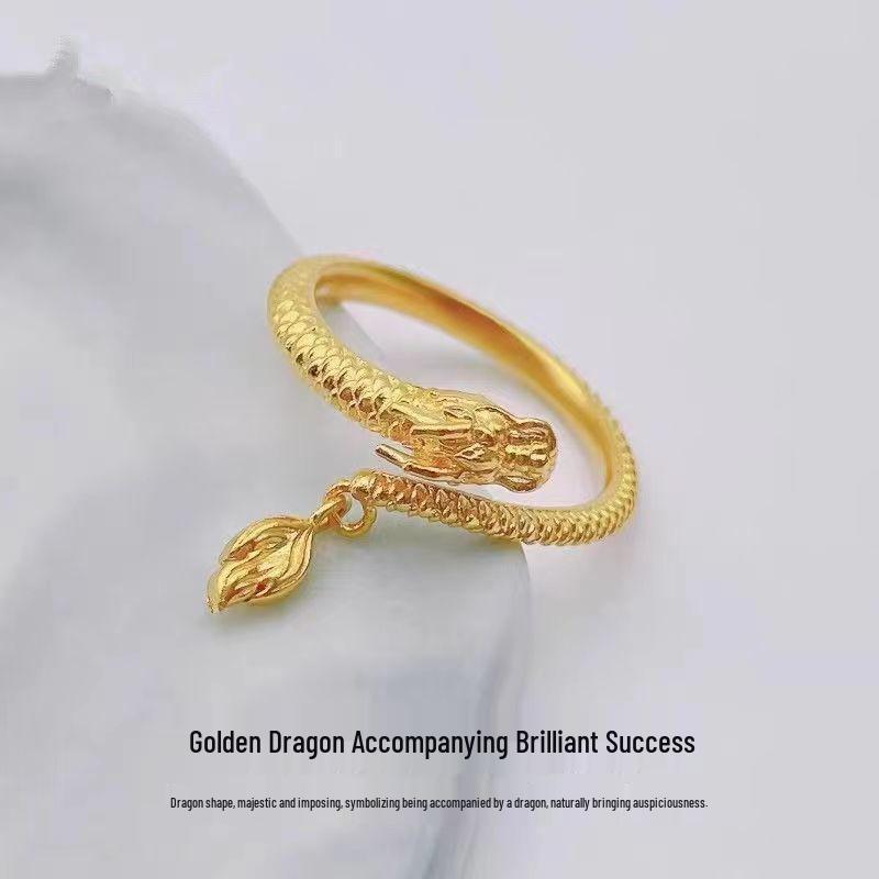 Chinese-Style Gold Dragon Ring: Fashionable, Ancient-Inspired Design