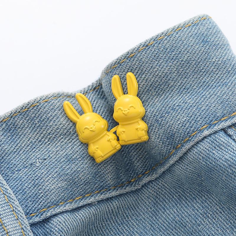 

Cute Rabbit Buckle Waist Cincher: Detachable, Nail-Free Button for Adjusting Jeans Waistbands