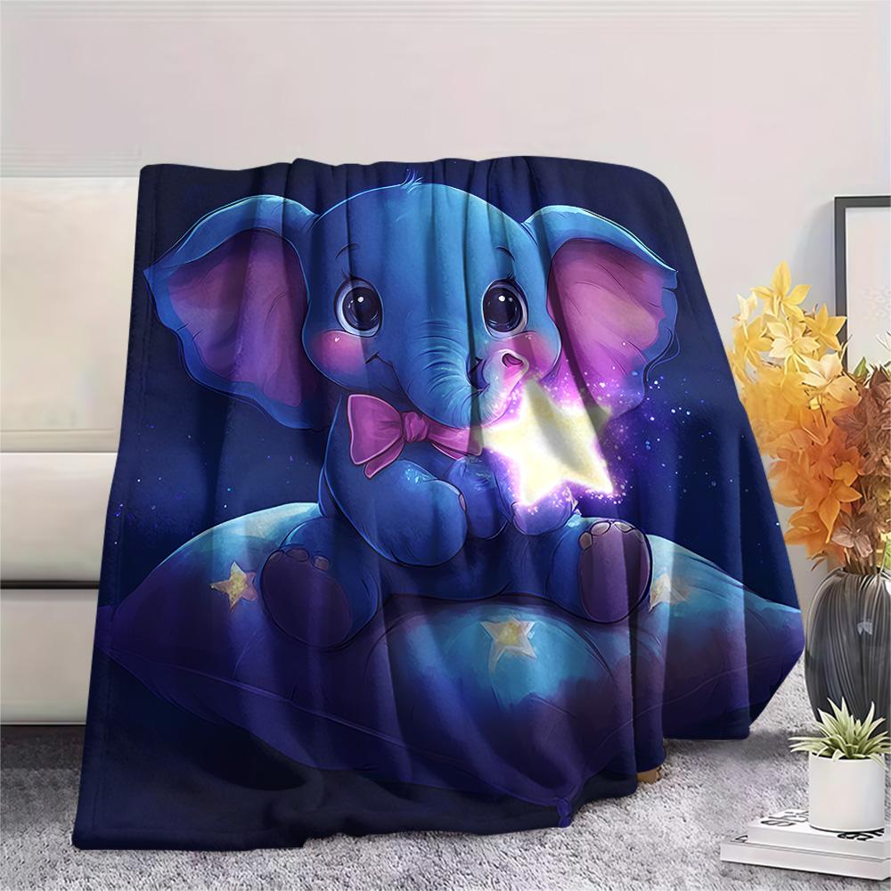 

Elephant Print Flannel Blanket, High quality Comfortable for All Seasons, Home Decor, Warmth and Comfort, Perfect for Christmas Gifts 80cm x 120cm