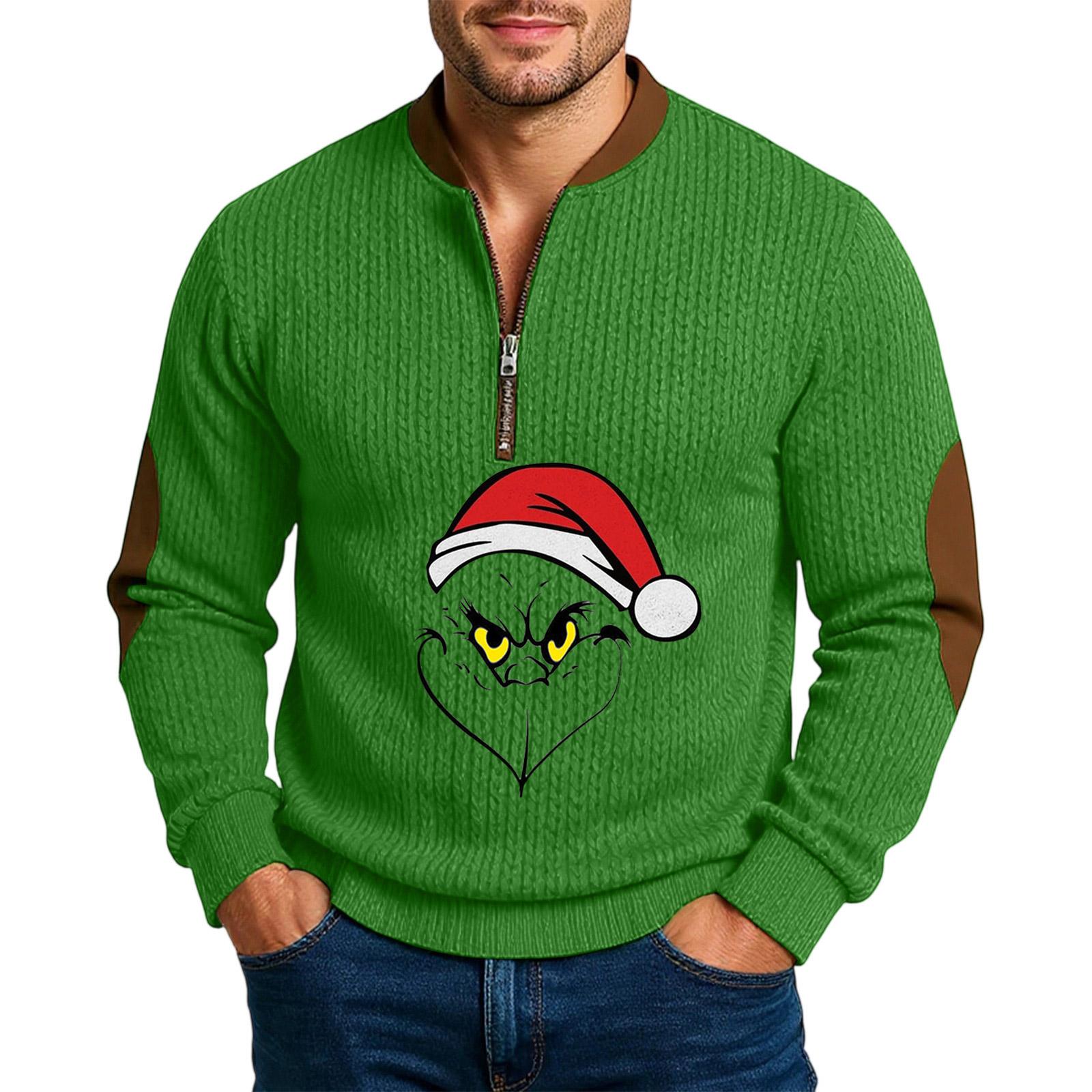

Christmas Men s Outdoor Zipper Long Sleeved Casual Top Sweatshirt M