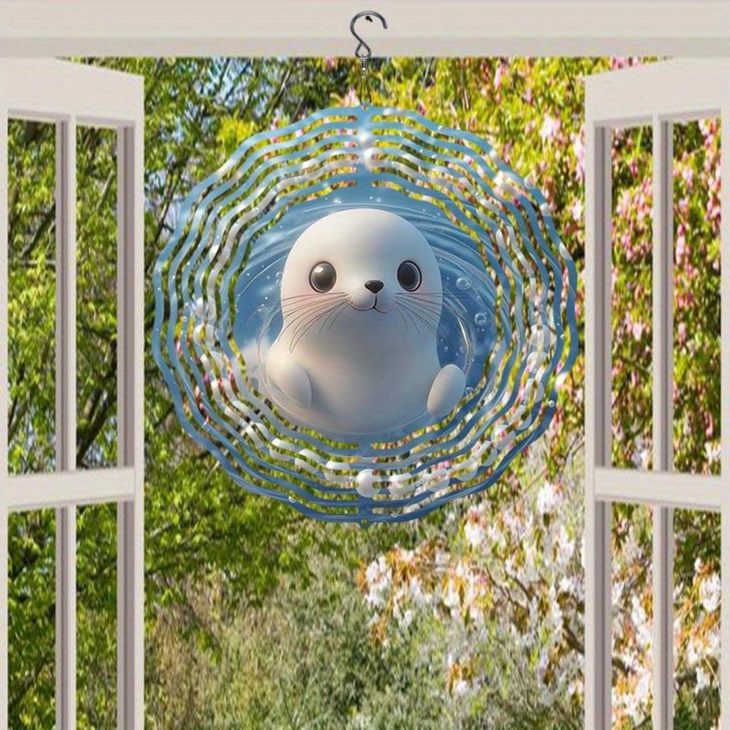 Classic Pearl Seal Pattern Metal Wind Chime Outdoor Hanging Decor Kinetic Wind Spinner Christmas Thanksgiving Holiday Gift for Home Garden
