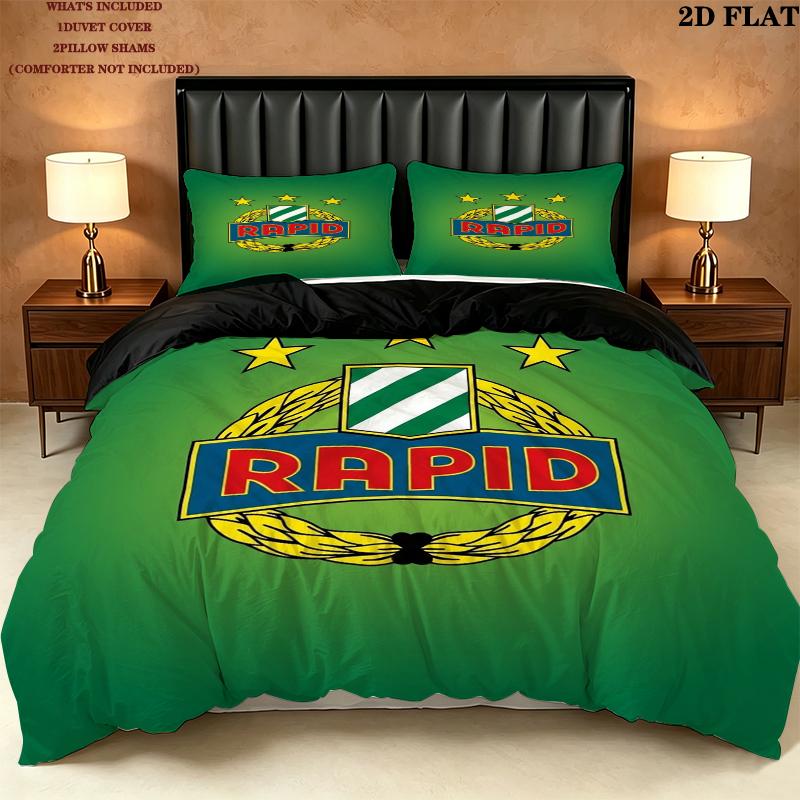Sk Rapid Wien Pattern Bedding uilt Set uilt Cover Pillowcase Home Decoration Birthday Gift (1 * duvet cover + 2 * pillowcase without core)