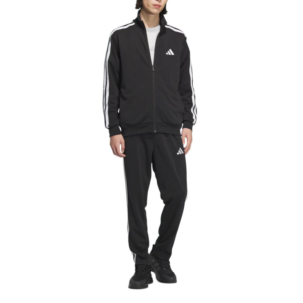 adidas Jachetă Sport cu Mânecă Lungă cu Dungi cu Logo de Marcă Ss25 M Mh 3S Jachetă Bărbați Negru Alb JV6977