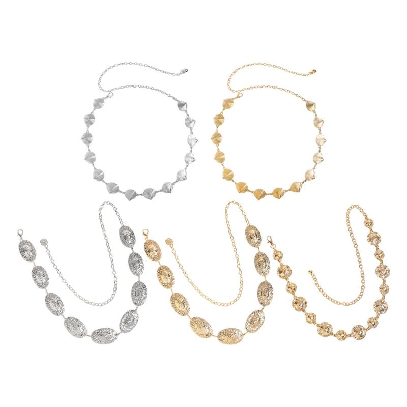 Geometric Sea Shell Design Waist Chain Adjustable Length Chain Belt For Women Teens Dress Pants Fashion Accessories