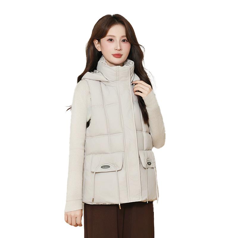 Herbst und Winter neue Daunen Baumwollweste High Sense Damen Kapuze warm Mode verdickt ärmellose Baumwolljacke