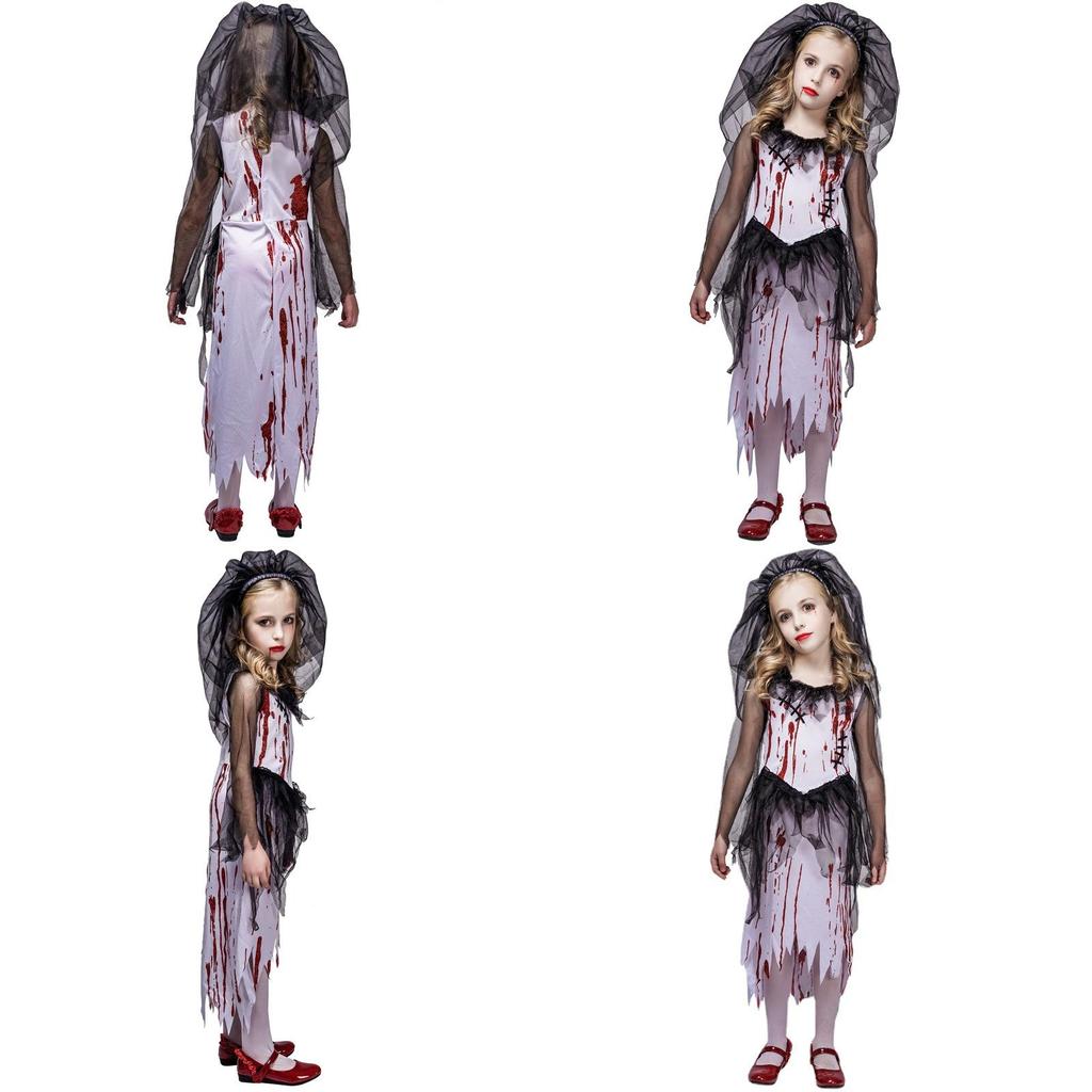 Kid Ghost Bloody Bride Cosplay Costume For Halloween Party Prop
