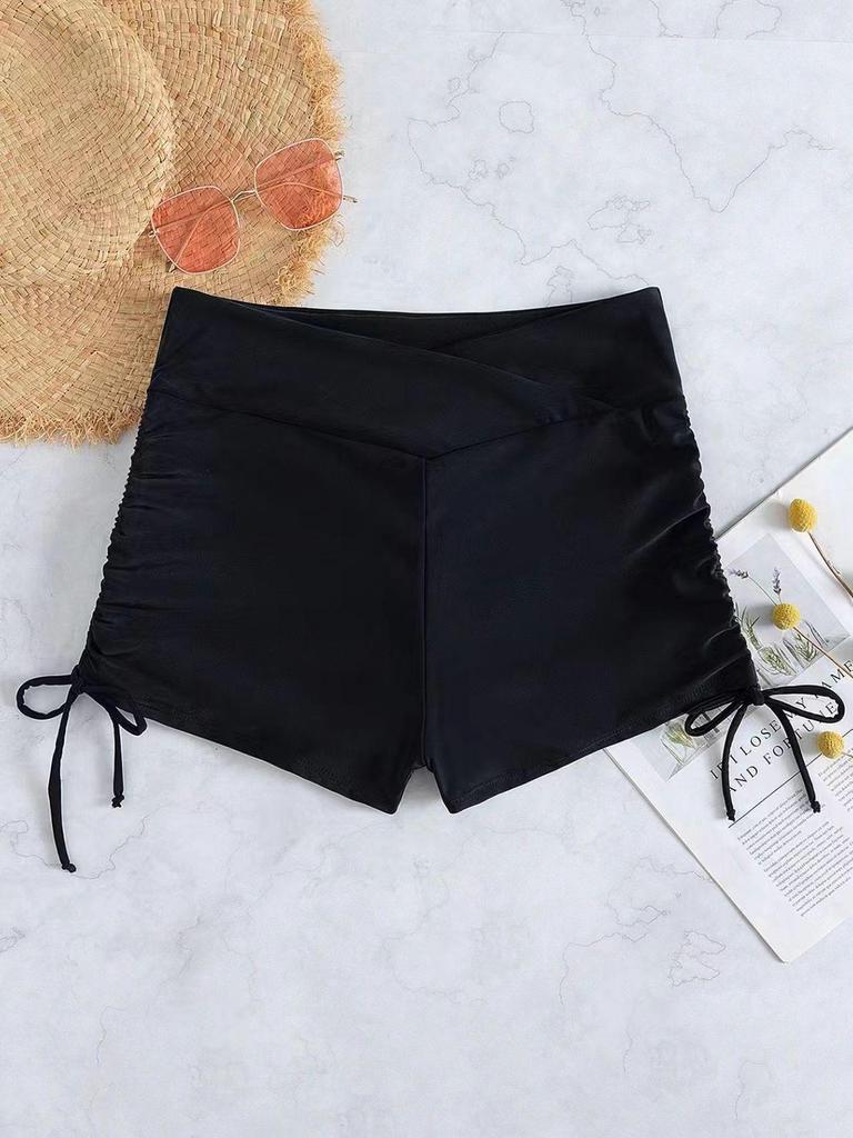Women's High Waist Tummy Control Drawstring Bikini Bottoms - Butt Lifting, Anti-Exposure, In Stock