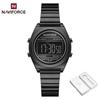Naviforce Original Women Digital Watch Stainless Steel Strap Waterproof Calendar Chronograph Night Pattern Lady Girl Casual Fashion Watch NF5066