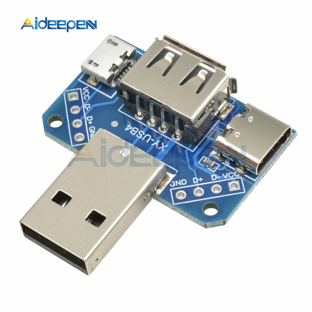 USB Converter Standard USB Male To Female To Micro USB To Type-C 4P 4Pins Terminal Adapter Board PCB 2.54mm 2.54 Mm