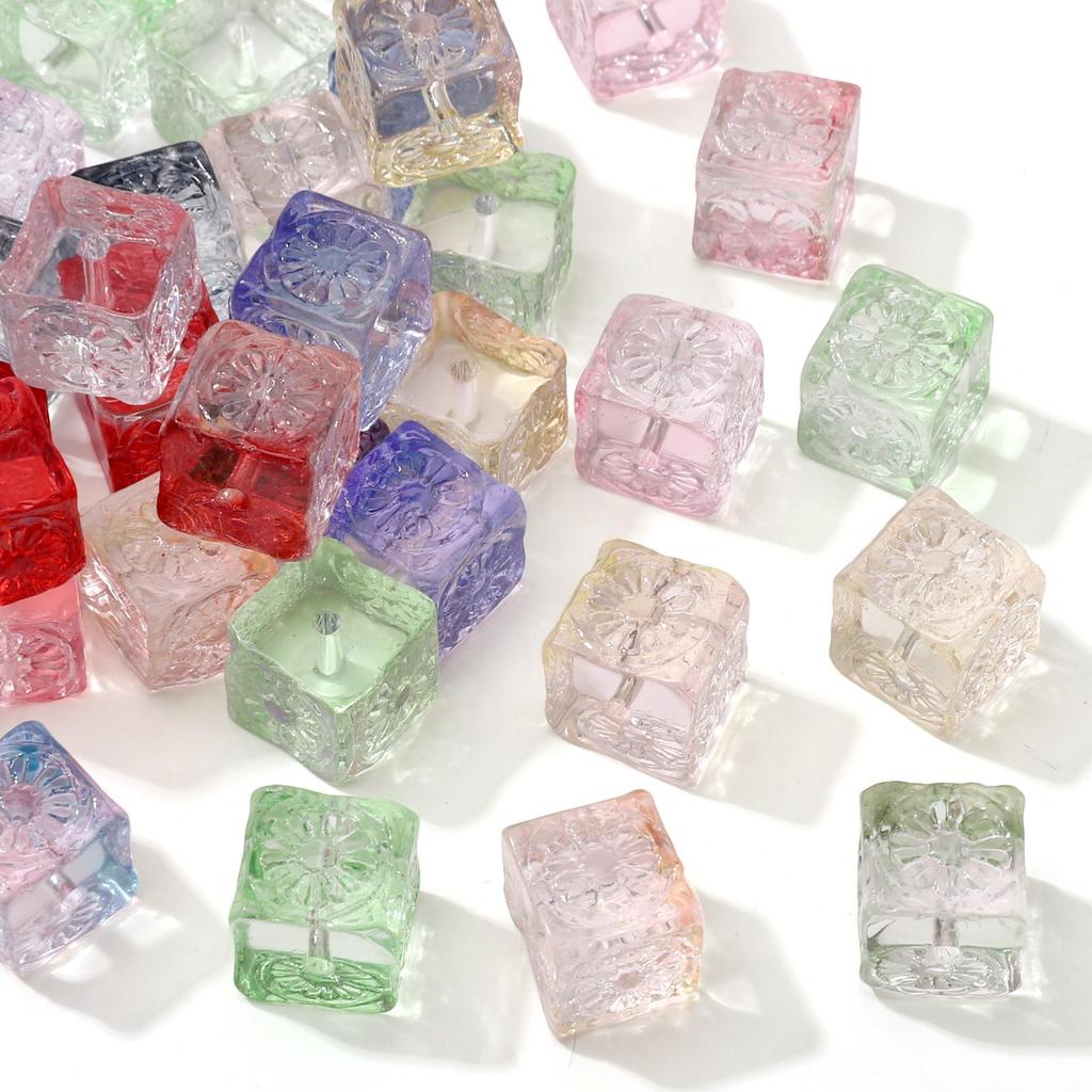 5Pcs Glass Beads Magic Cube Loose Spacer Beads for Jewelry Making DIY Bracelet Necklace