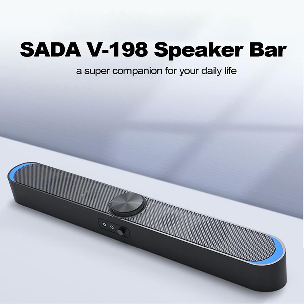USB-betrieben Soundbar PC-Lautsprecher mit LED-Leuchten 3,5-mm-Audio-Mikrofonstecker Kabelgebundener Soundbar-Lautsprecher für PC Handy