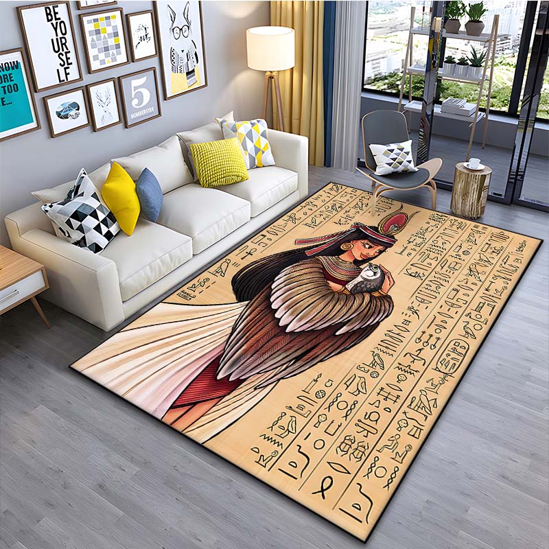 1PC Ancient Egyptian Murals Printed Carpet for Living Room Bedroom Bedside Bathroom Floor Mat Area Rugged Sofa Mat Home Decor