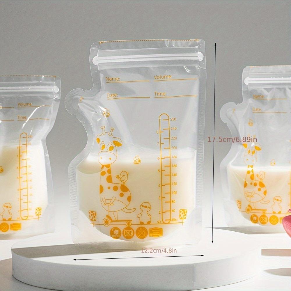 30 Peças 250ml Sacos de Armazenamento de Leite Materno Transparentes de PE Autoportantes com Bico Dosador, Design Plano Economizador de Espaço
