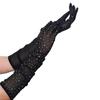 Damen Braut Langarmhandschuhe Nachtclub Themenparty Handschuhe Tanzparty Vollfingerhandschuhe Glitzernde Strass Fäustlinge