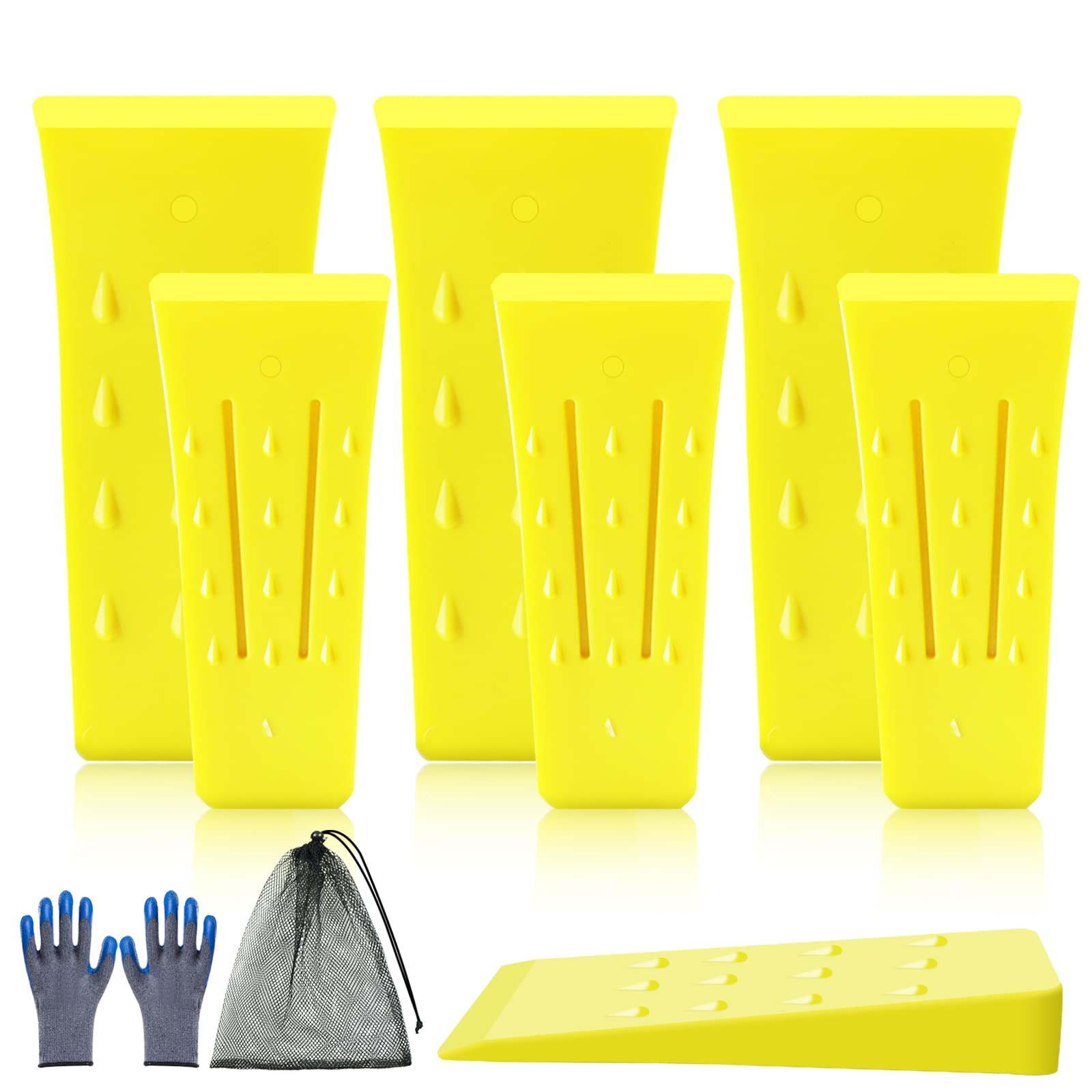 

Set of 6 Ojiren Felling Wedges for Forestry, 15cm + 20cm, for Splitting Firewood, Includes Protective Gloves and Storage Bag, Chainsaw Accessories