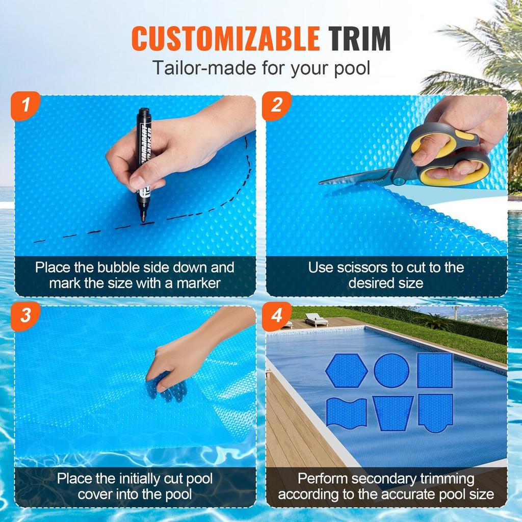 Solar Pool Cover, 40 X 20 Ft Rectangle Solar Blanket for Pools, Inground Above Ground Swimming Pool Solar Cover, 12 Mil Solar Covers Blue