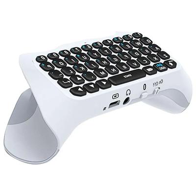 Kabellose Controller-Tastatur für PS5, Bluetooth 3.0 Mini Tragbares Gamepad Chatpad mit eingebautem Lautsprecher & 3,5mm Audiobuchse Sprache