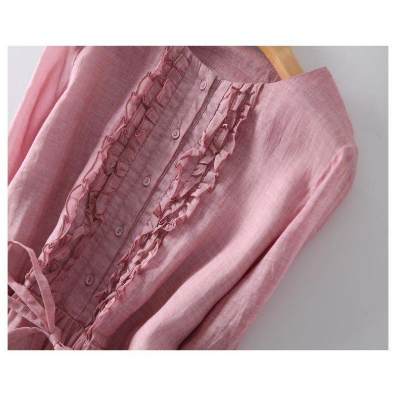 Round Neck Double Layer Fairy Lace Waist In Mid-length Dress Summer