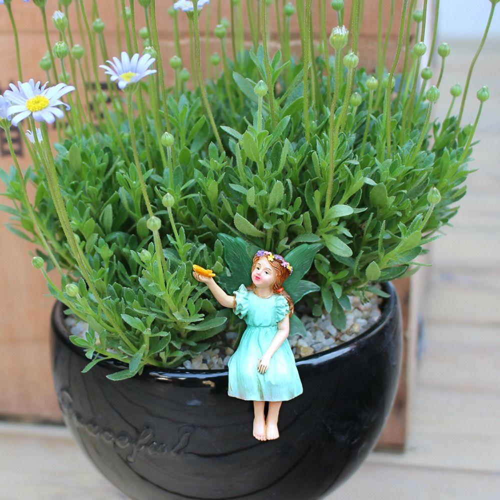 Resin Fairy Garden Figurines Creative Micro Landscape Crafts Fairy Statue  Flower Pot