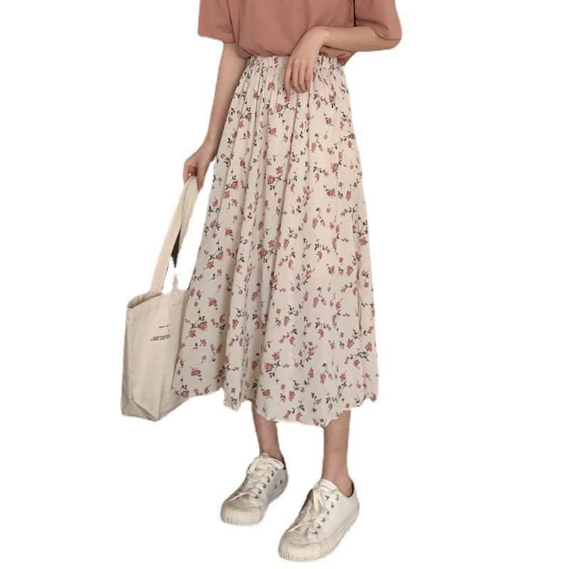 A-line Floral Fairy Midi Skirt - Ethereal Forest Style, Fresh & Light, Summer 2023