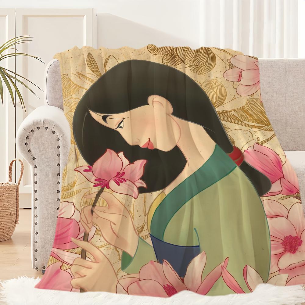 Cartoon Film Blanket Plush Nap Sofa Rug for Living Room M-Mulan Warm Office Bedroom Birthday Home Travel Kid Gifts