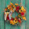 Thanksgiving Wreath With Beautiful Maple Leaves 2023 Harvest Festival Decoration Featuring Butterfly Bow And Vine Plastic Nonwo