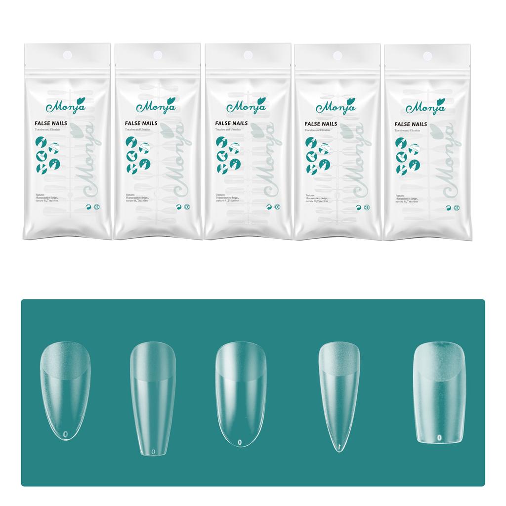 monja Kit di estensione per unghie in acrilico da 3 pezzi, lampada essiccante a LED da 6 W, colla per gel UV da 15 g, adesivo per punte finte a mandorla, quadrate opache e lunghe