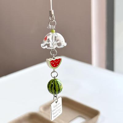 1 Piece Lucky Retro Japanese Wind Bell Phone Charm Sweet Fruit Apple Scrapbook Pendant Cute Phone Lanyard Phone Accessories