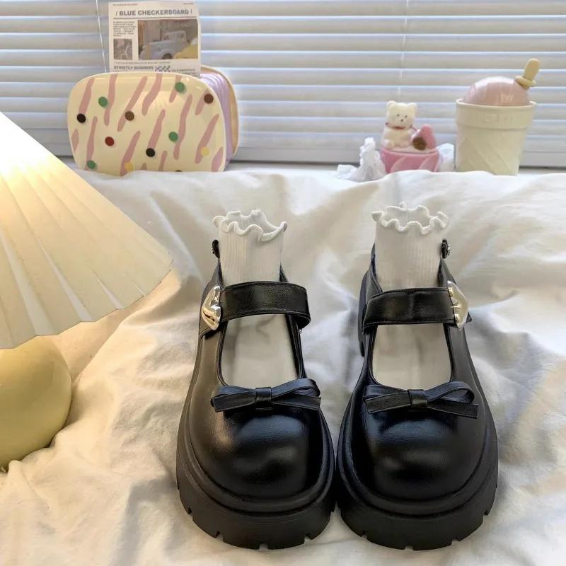 Ladies Shoes on Sale  Mary Janes Women's High Heels Platform Casual Pumps Women Solid Round Toe Med Heel Bow Tie Shoes Women