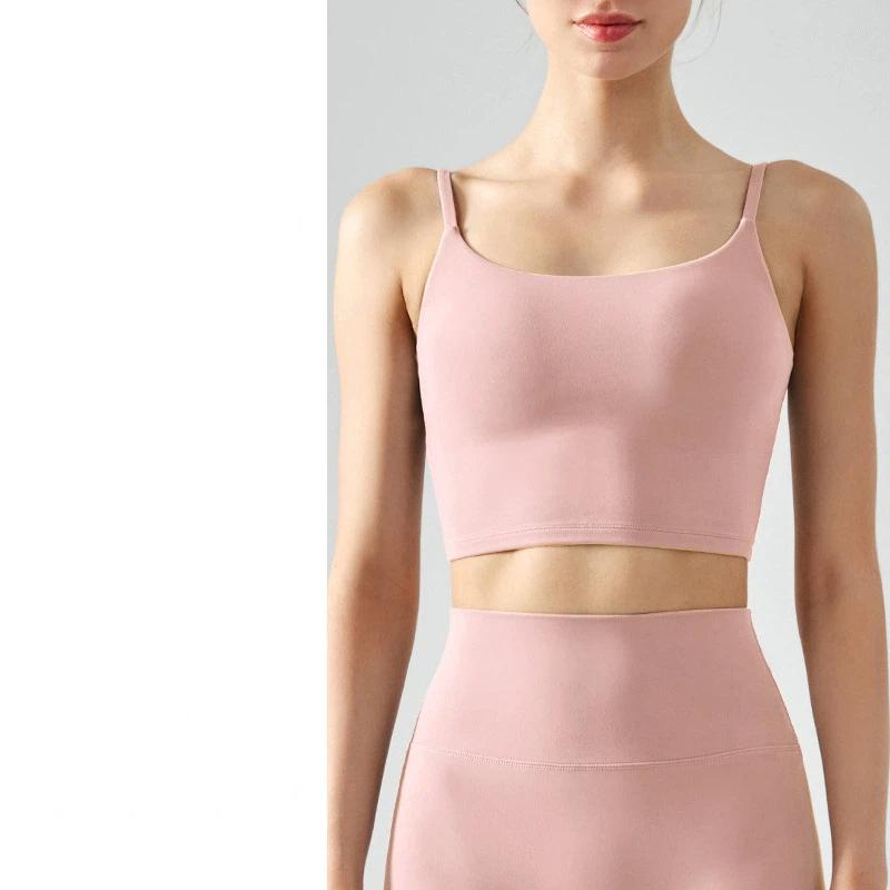 Summer New Yoga Vest Women Seamless Sports Bra Vest Style Square Collar Suspender Fitness Sports Bra