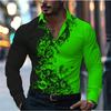 2024 New Men's Casual Street Print Pattern Shirt Fashion Casual Spring and Autumn Splicing Long Sleeved Lapel Shirt Tops