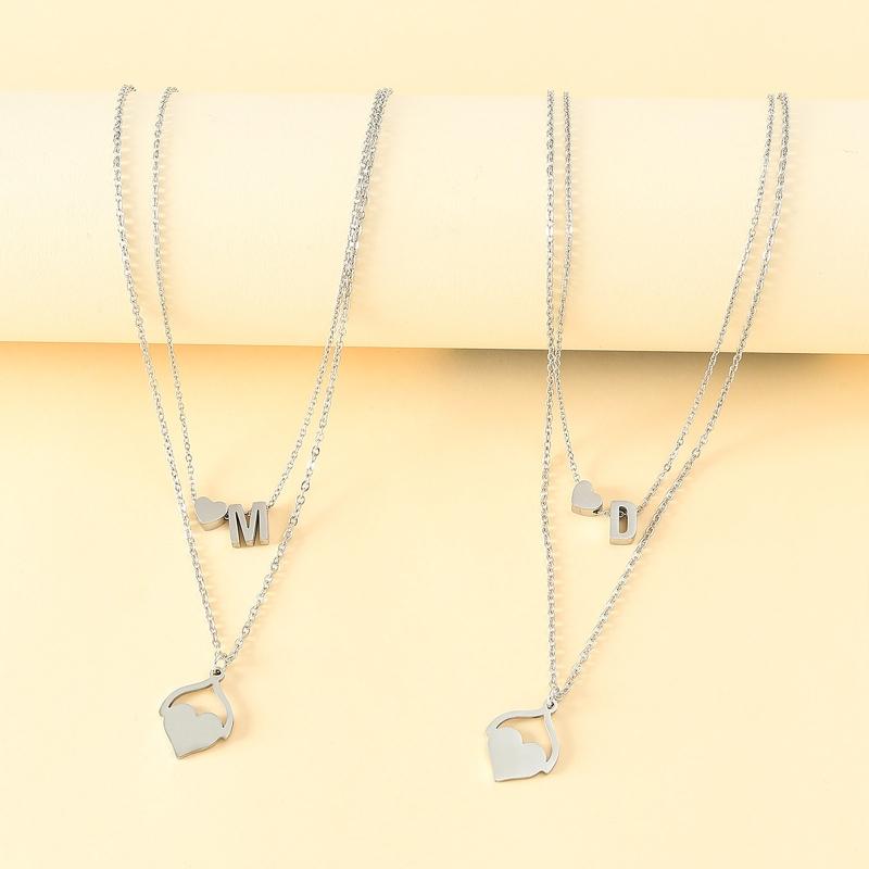 Mother's Day Parent-child Necklaces European American Creative Stainless Steel Heart-shaped Letter Personality Neckl
