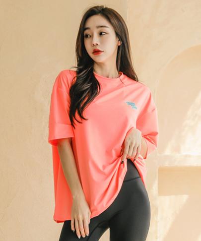 Tyubeuteuli Women'S Basic Loose Fit Short Sleeve Rash Guard B604 Peach