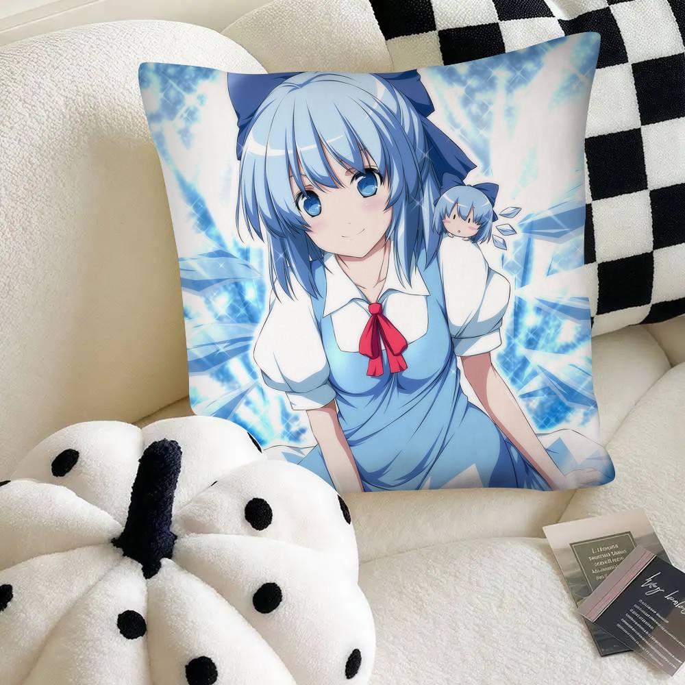 Touhou Project Cirno Cute Girl Pillow Case Square Pillow Bedroom Sofa Leisure Comfort Cushion Car Home Decoration
