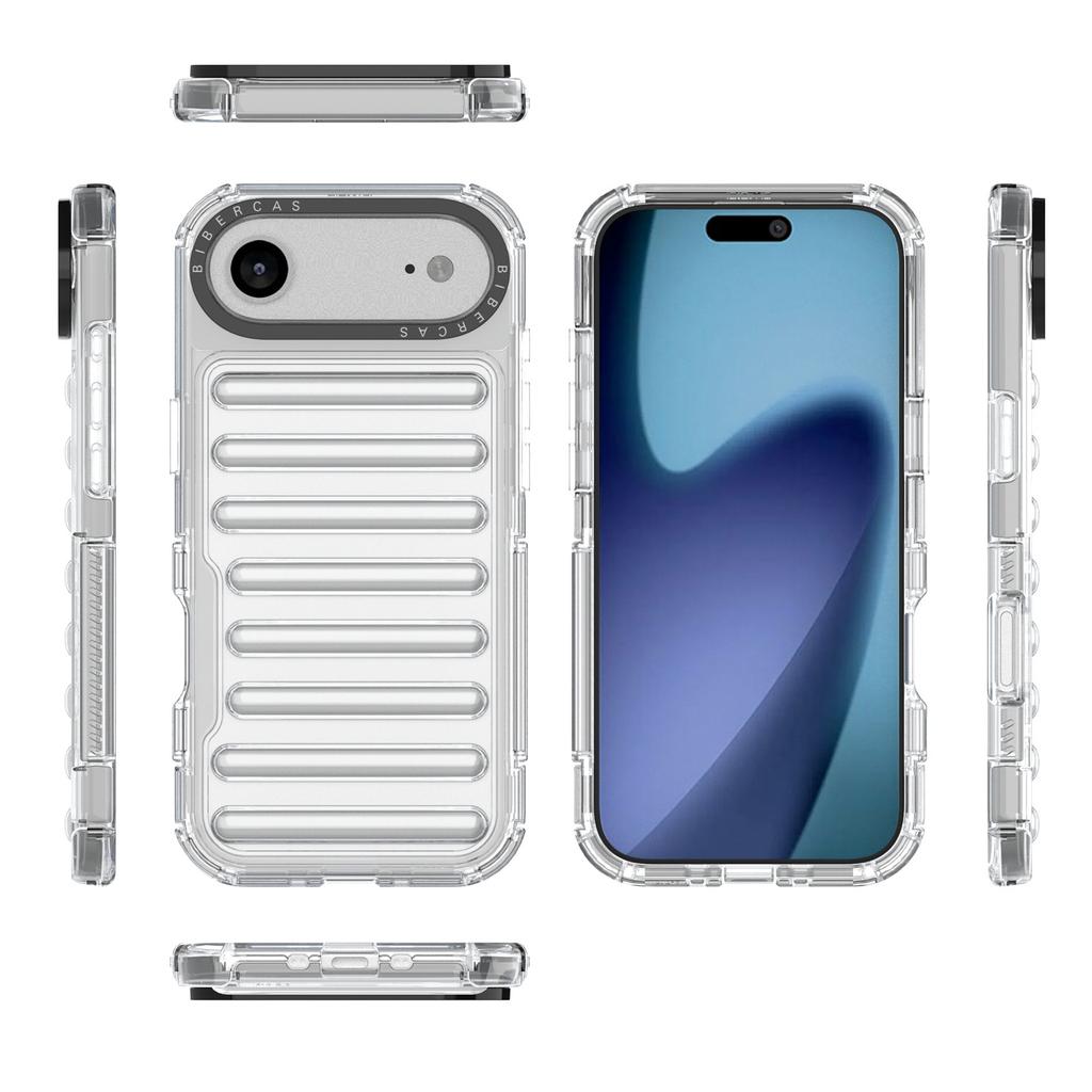 For iPhone 17 Air Case Stripe Design Anti-Slip Detachable TPU+PC Phone Cover