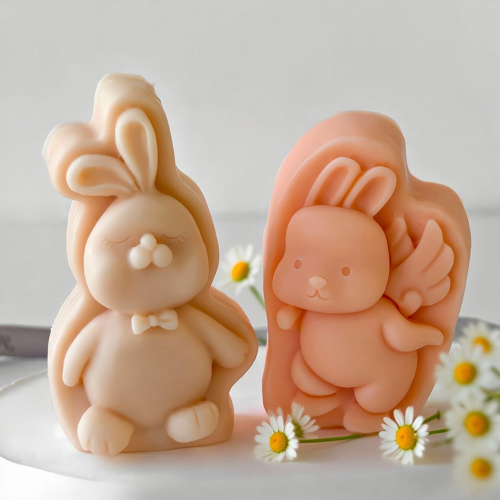 DIY Bunny Shape Chocolate Cookies Baking Molds Cartoon Rabbit Silicone Mold Handmade Aroma Candle Plaster Resin Mould