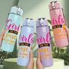 1PC Girls Night Wine Text Pattern 750ml Color Plastic Sports Water Bottle Leakproof Flip Straw Lid Suitable for Sports Office Home Use
