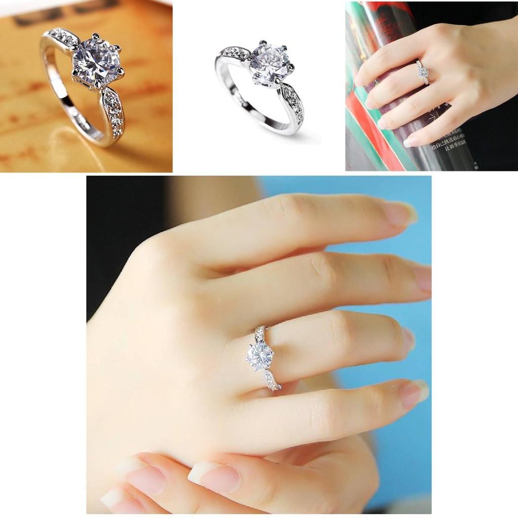 Elegant Womens Geometric White Copper Ring With Faux Diamond For Weddings And Engagements