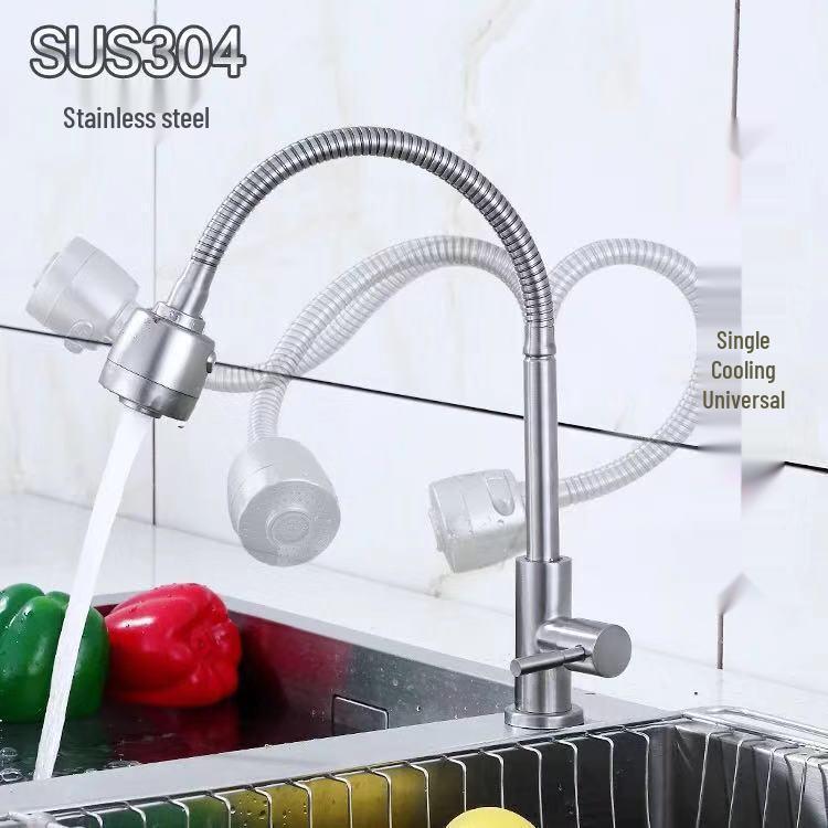 304 Stainless Steel Universal Rotating Faucet for Sink or Basin