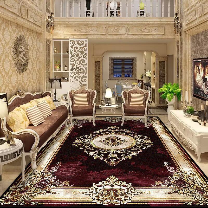 European Retro Floral Large Carpet for Living Room Luxury Decoration Rug Non-slip Bedroom Cloakroom Washable Soft Mat Floor Mats