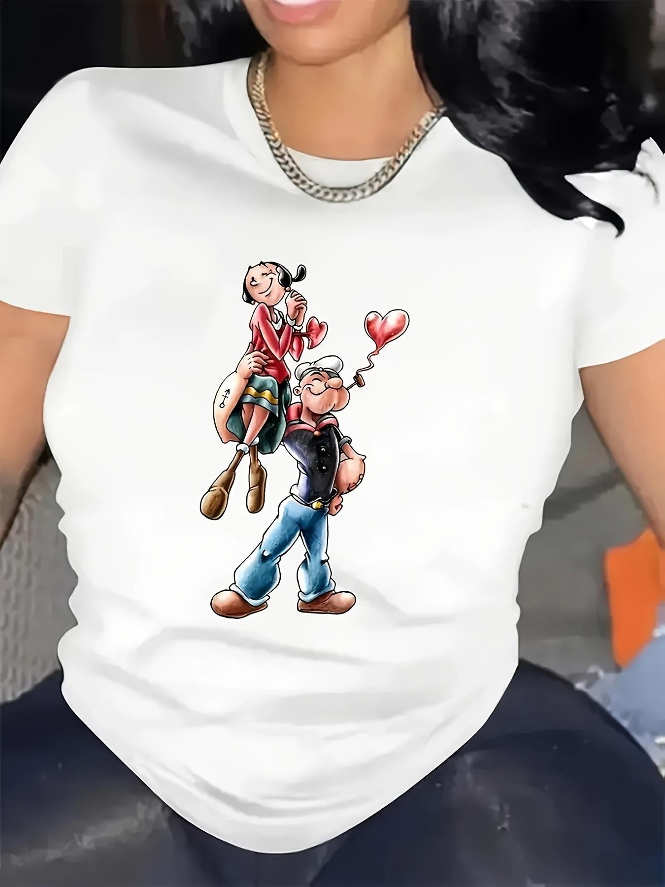 Popeye and Olive Oyl cartoon hearts T-shirt M