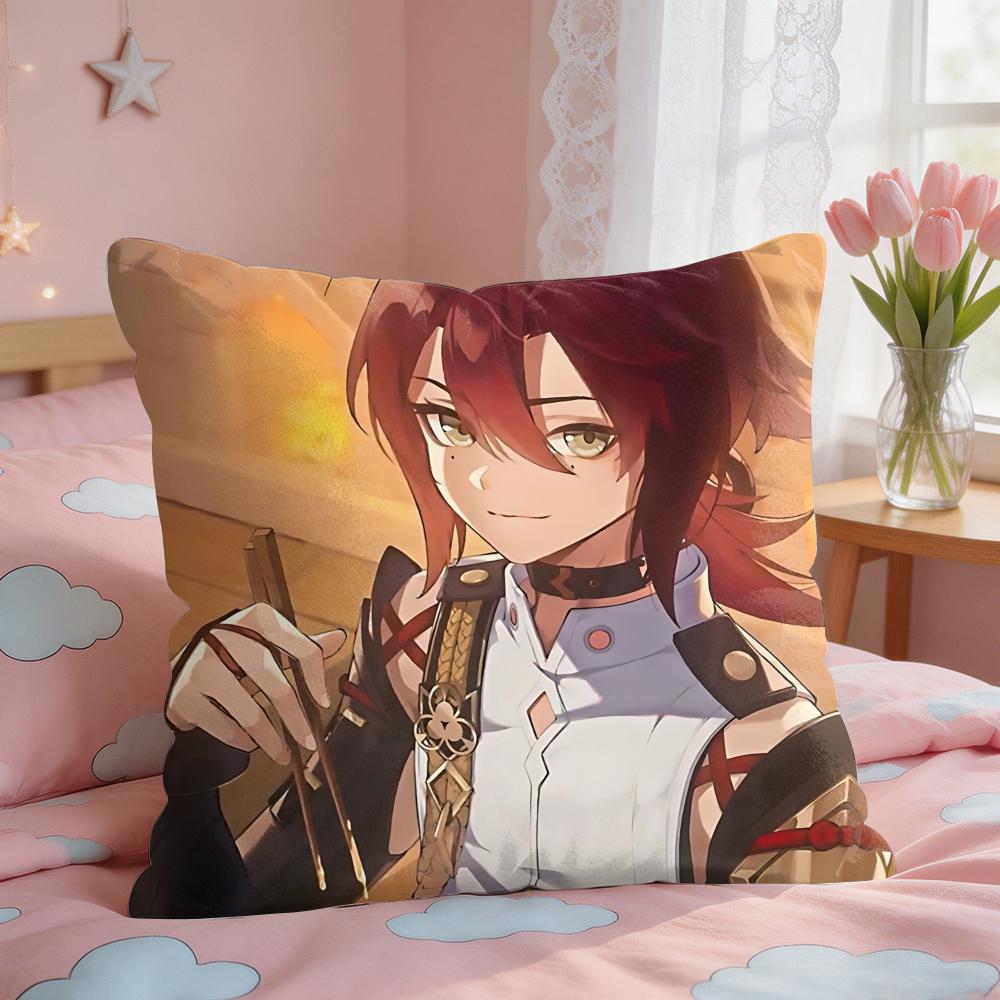 Shikanoin Heizou Genshin Impact Cushion Cover Square Short Plush Pillow Case Living Room Sofa Home Decor Funda X