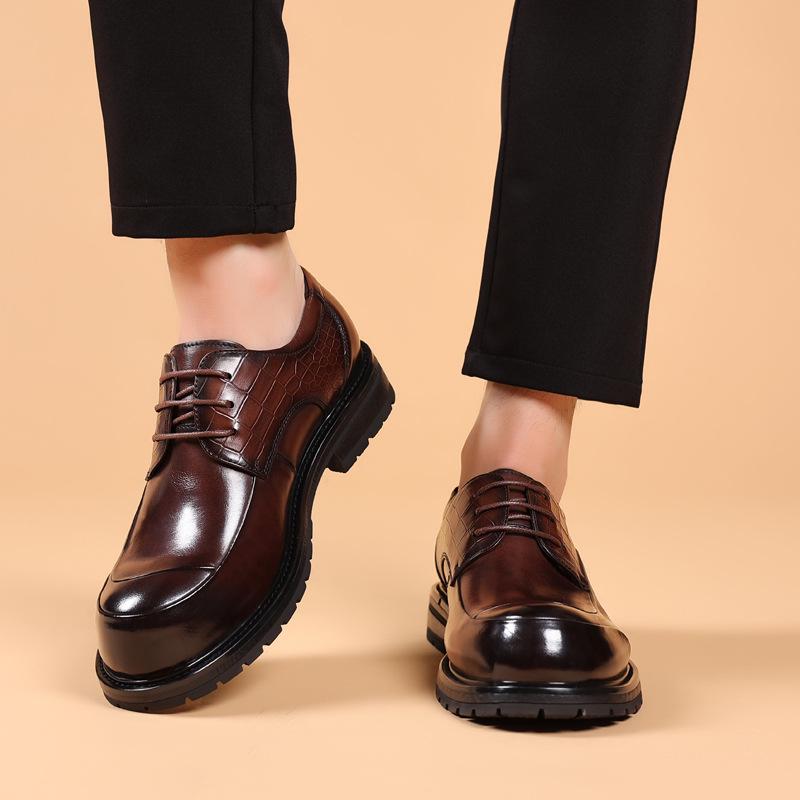 Men's Genuine Leather Business Casual Thick Sole Shoes for Autumn/Winter