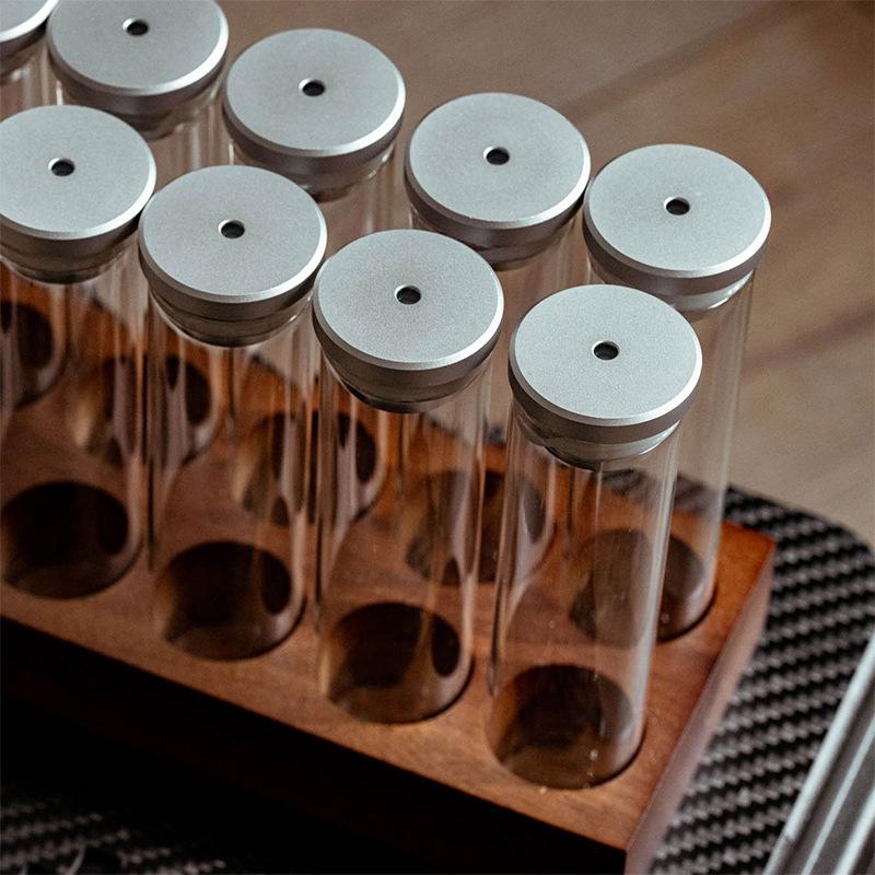 150mm 120mm Coffee Beans Storage Tube Display Glass Bottle with Metal Cap One Way Exhaust Valve Coffee Bean Container Sealed Jar
