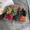 Style Knitted Ethnic Hat With Hollow Out Design And Flower Decoration Daily For