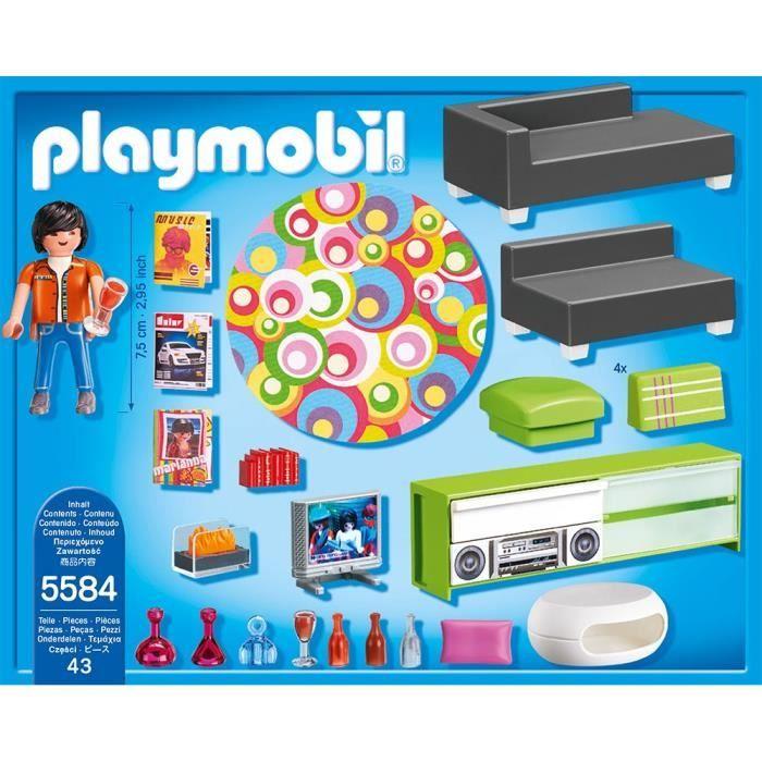 PLAYMOBIL - Playmobil City Life - Salon Modern - Canapea de colț confortabilă - Accesorii incluse